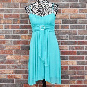 Aquamarine Rhinestone Prom Dress XS